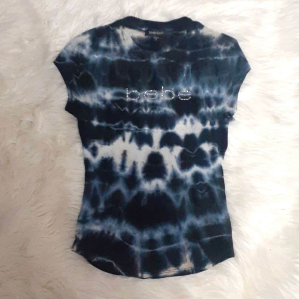 Bebe Y2K Dark Blue Tie Dye Top Size Small